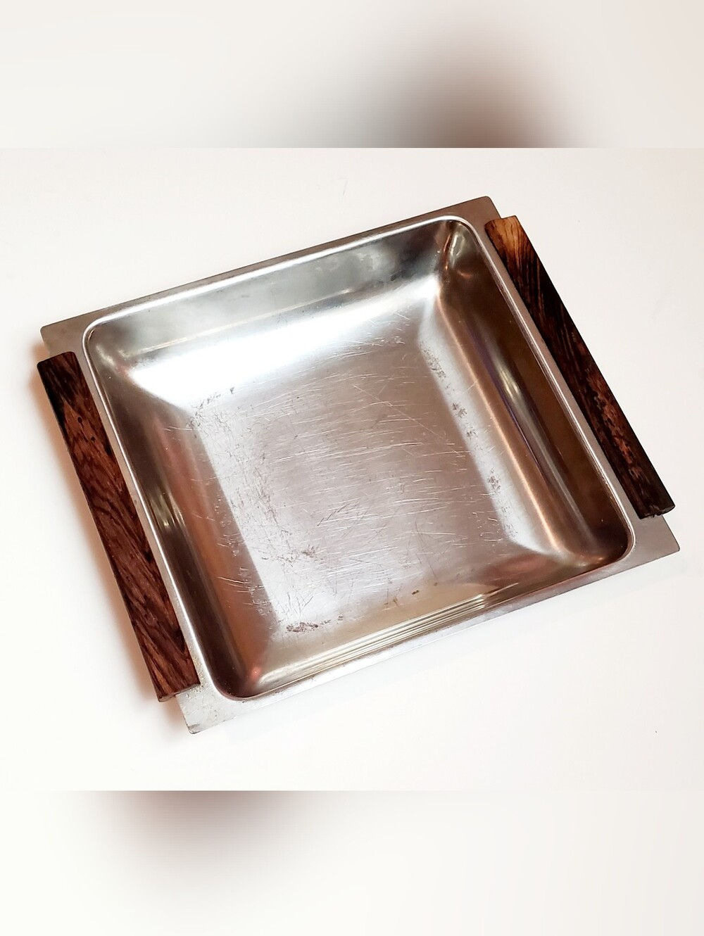 Vintage Stelton Of Denmark Stainless Steel 18/8 Teak Wood Tray